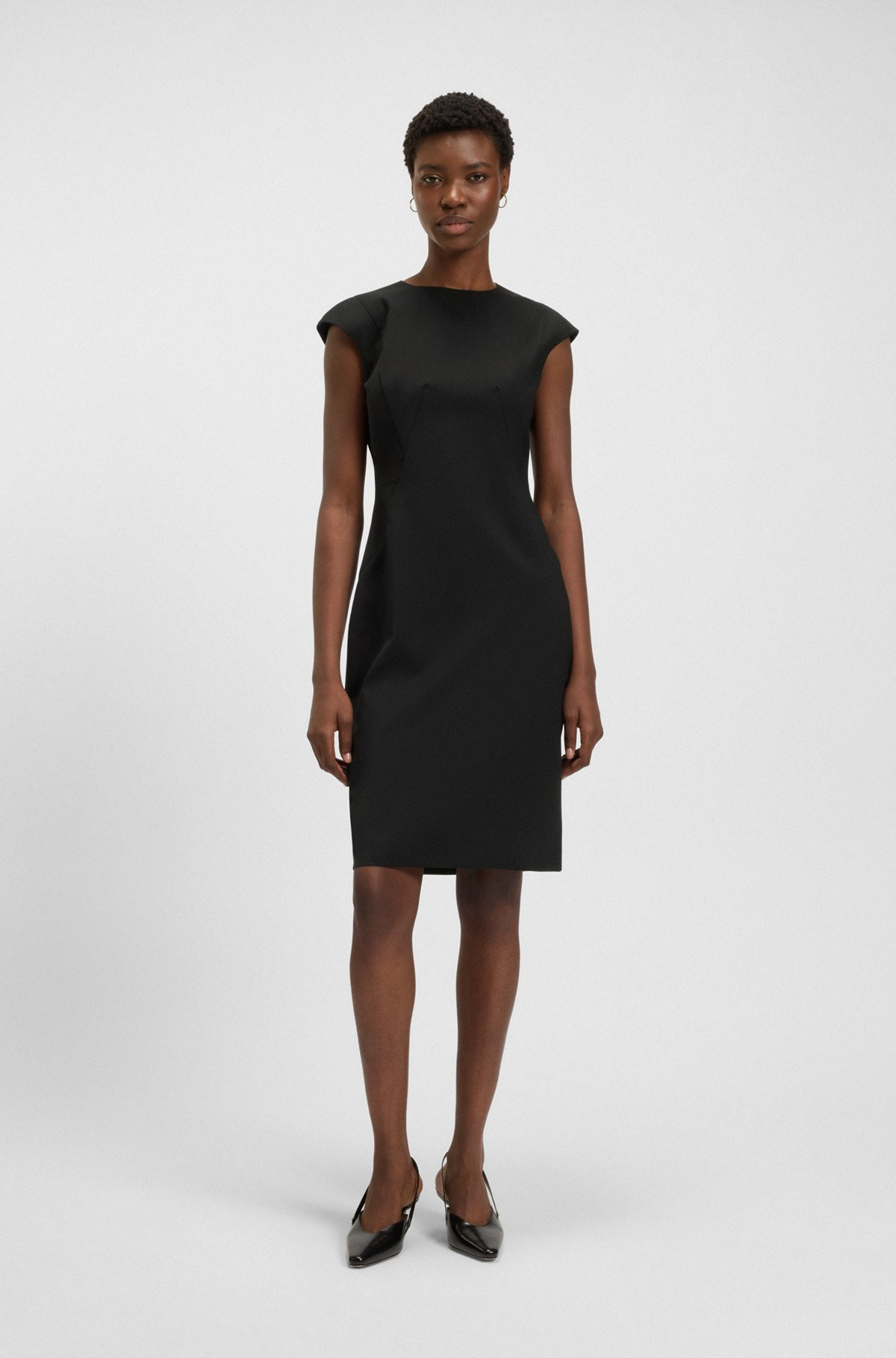 SLIM-FIT DRESS IN VIRGIN WOOL WITH CAP SLEEVES - 3
