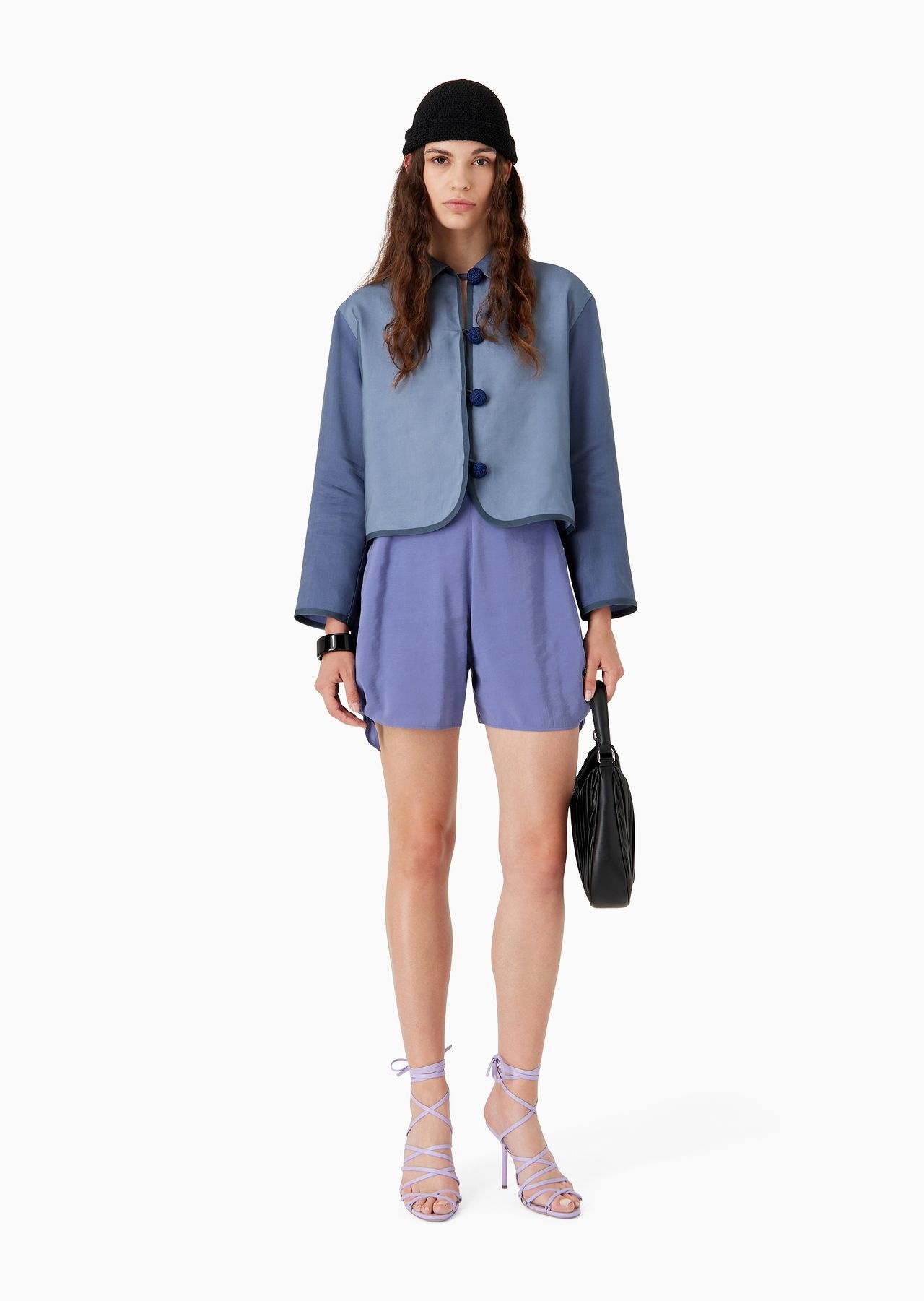 Single-breasted jacket in flowing matte fabric with passementerie trim - 4