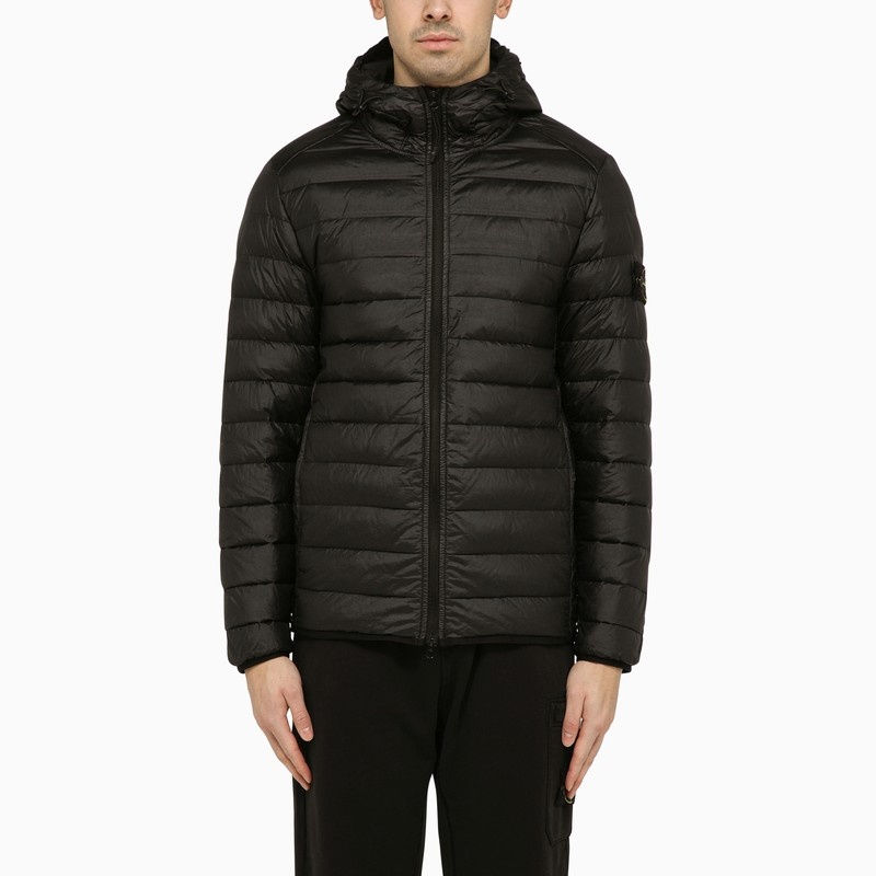 Lightweight hooded down jacket in black - 1