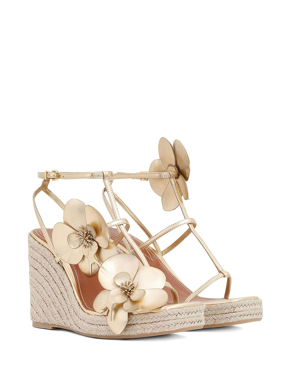 110mm Orchid flower-embellished wedge sandals - 2
