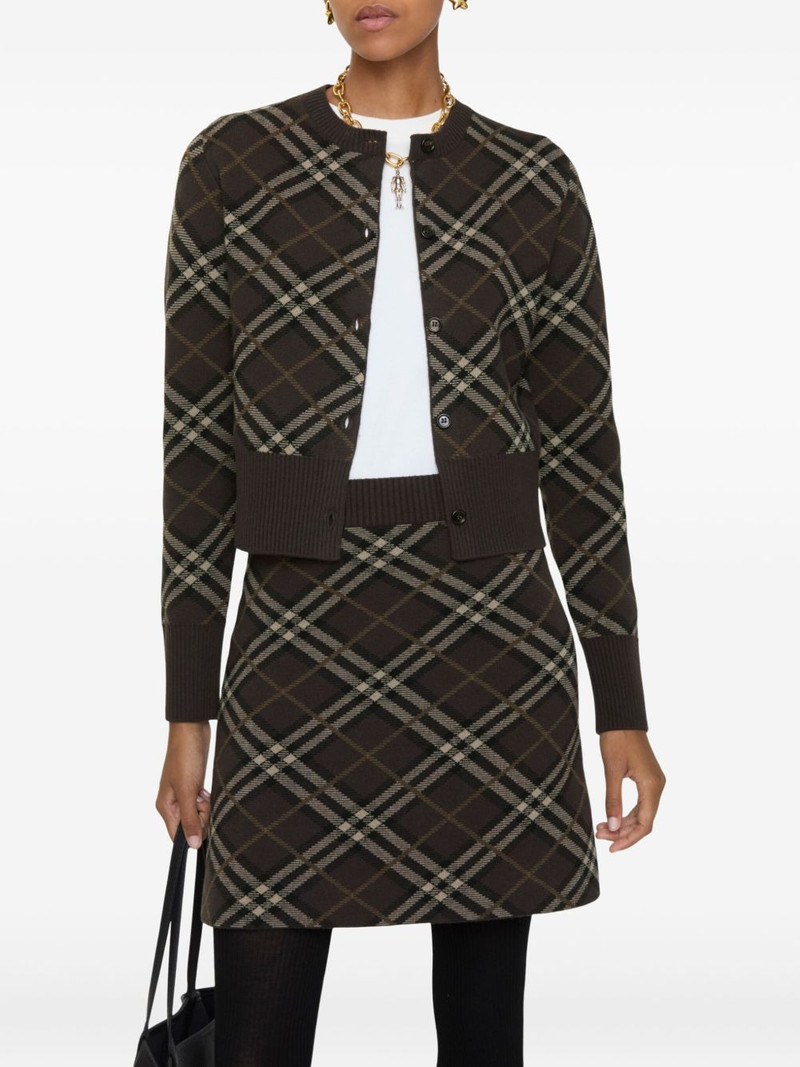 Burberry check-pattern cashmere cardigan outlook