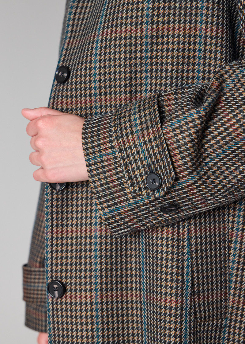 Women's Brown Multi-Houndstooth Wool-Blend Coat 13