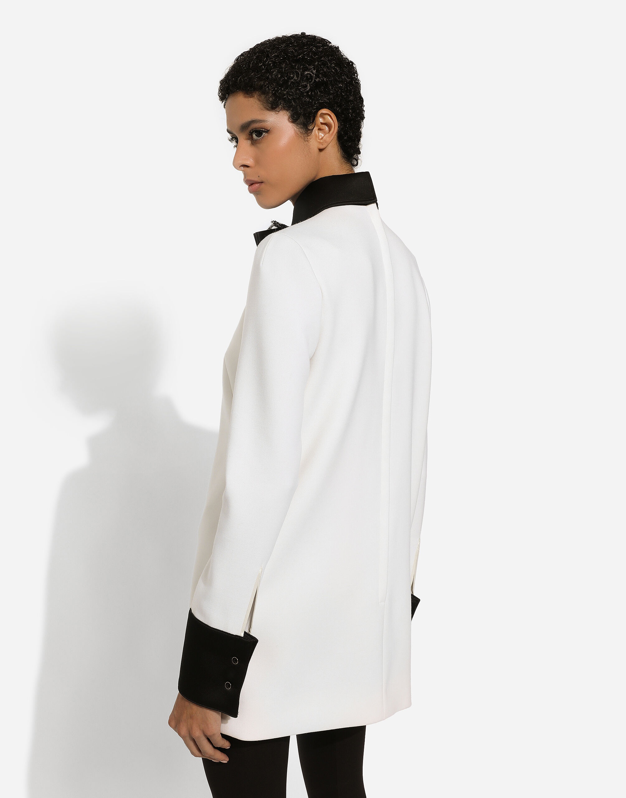 Short woolen dress with satin details - 6