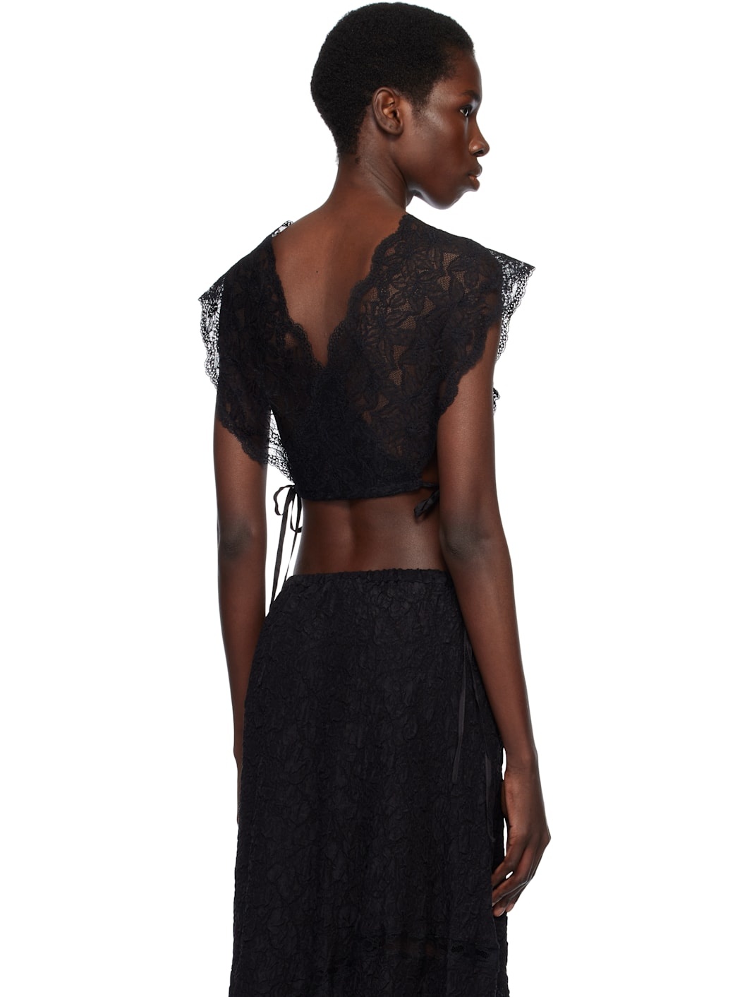Black Lace Crop Top - 3