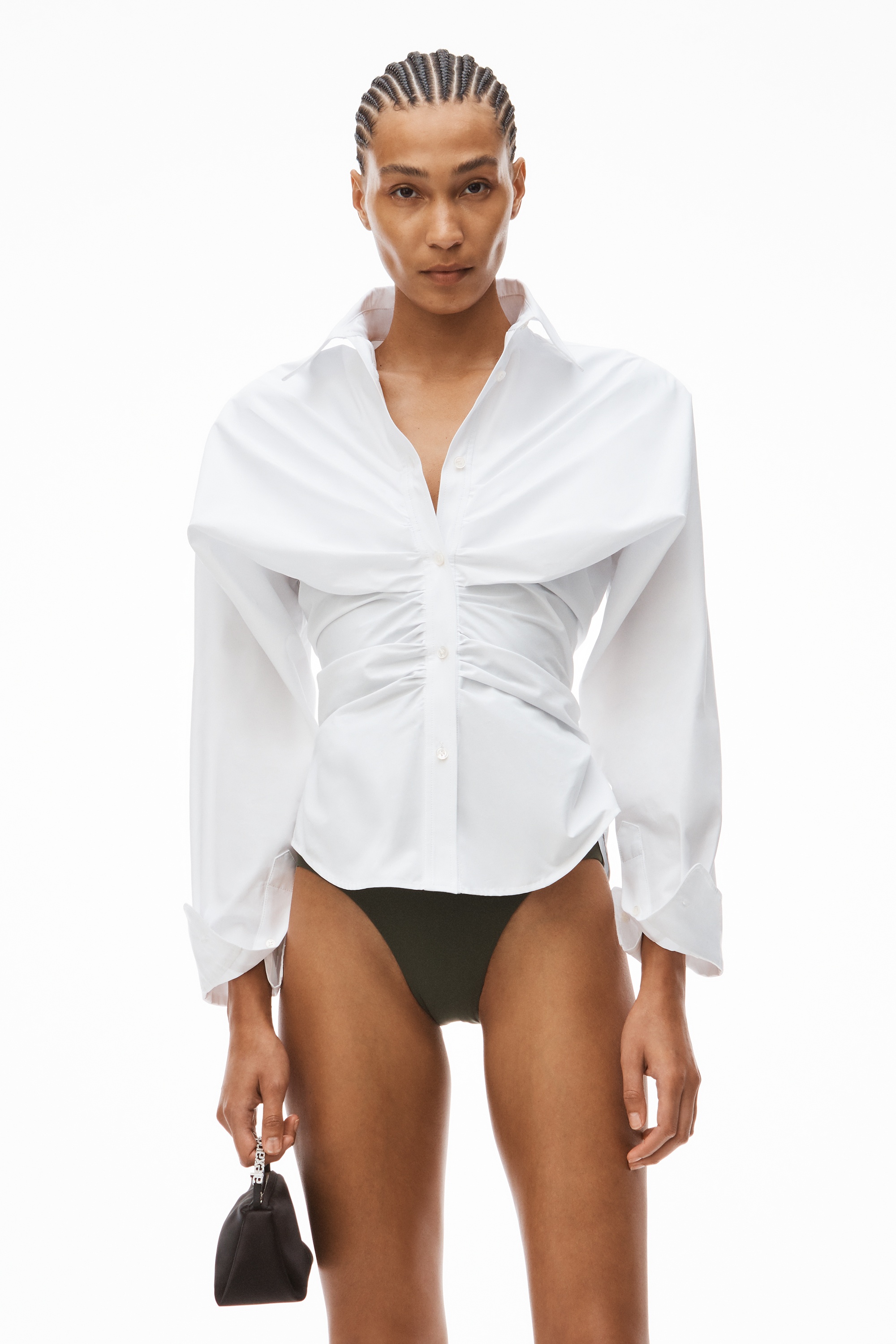 RUCHED HOURGLASS SHIRT IN COTTON POPLIN - 2