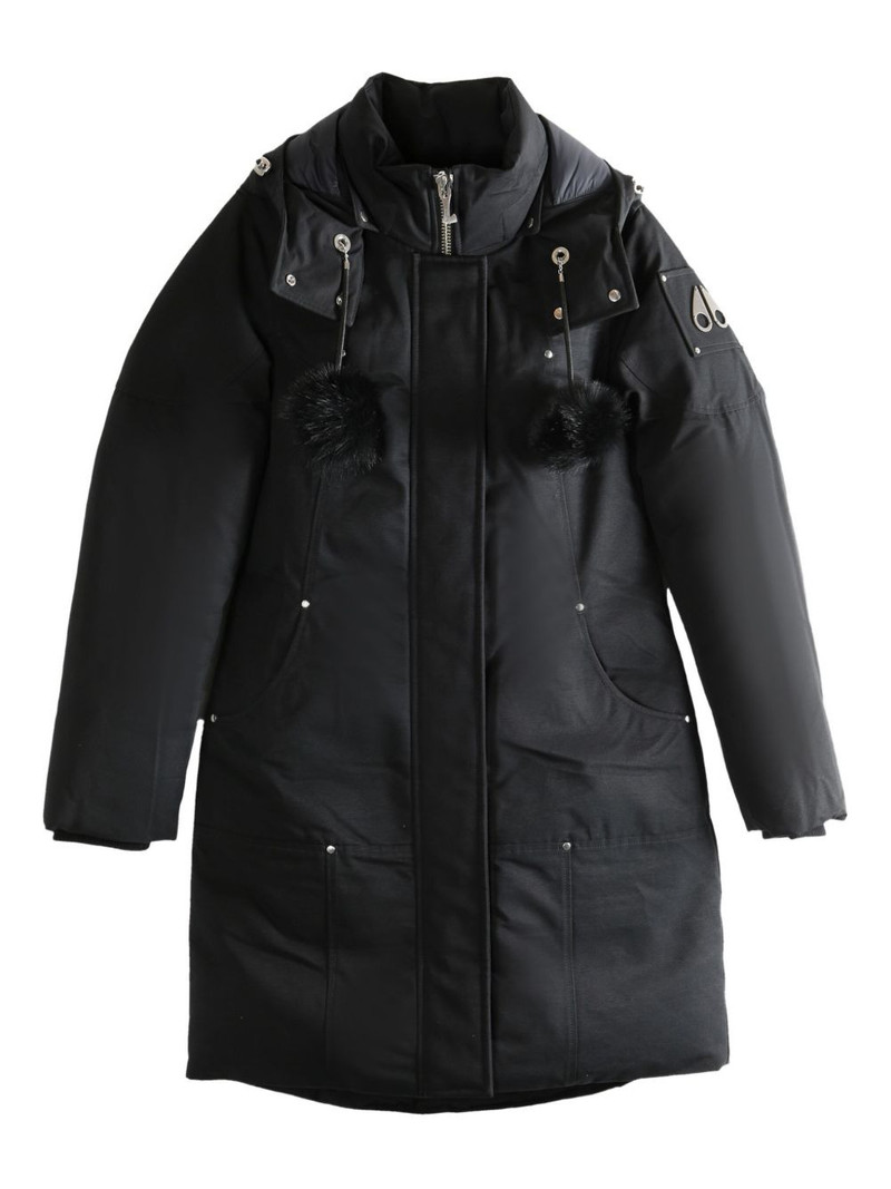 fur pompom hooded coat 1