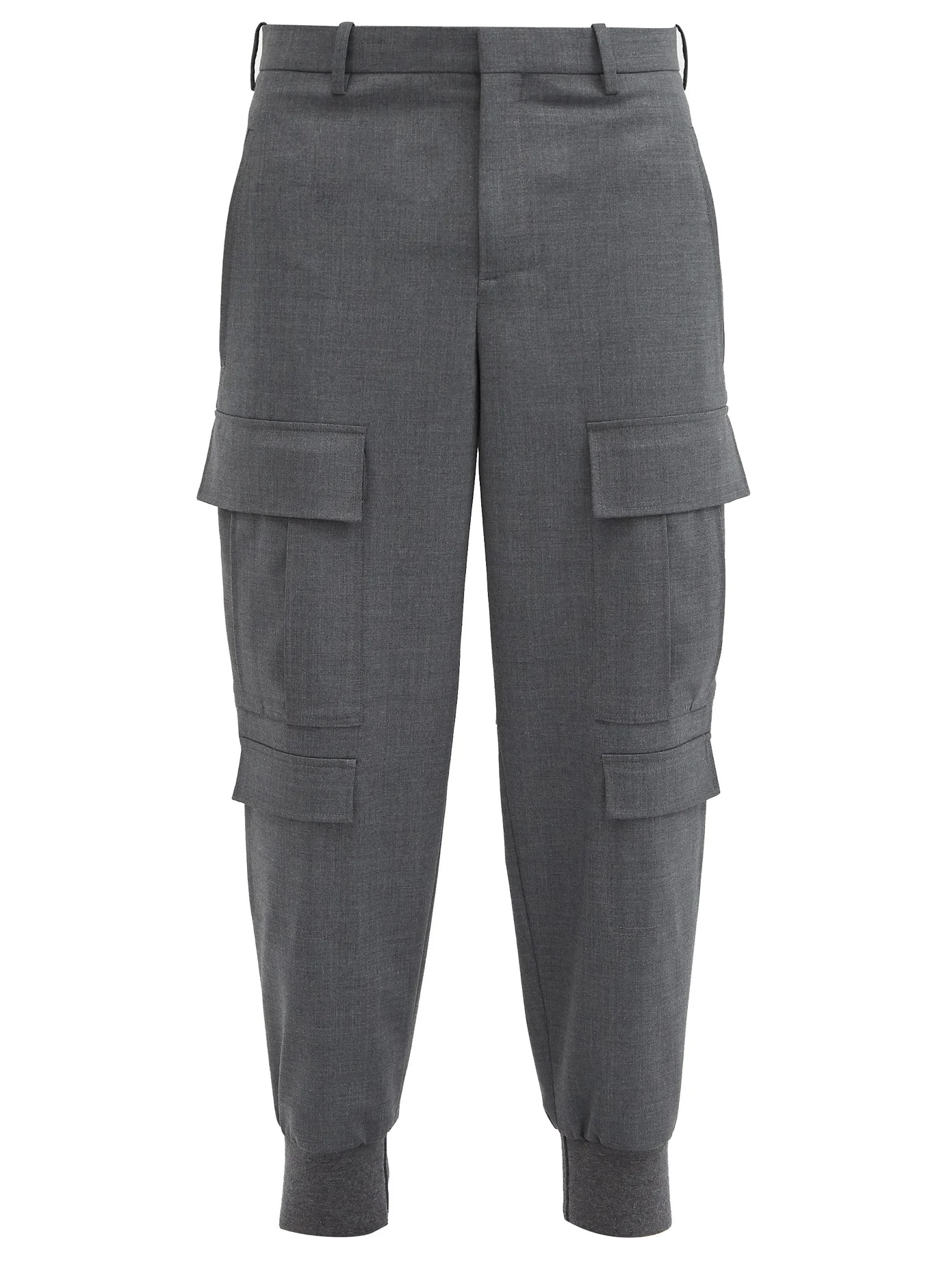 Cargo-pocket cuffed stretch-gabardine trousers - 1