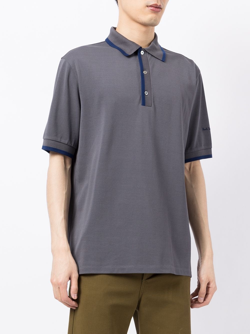 contrasting-trim polo shirt - 3