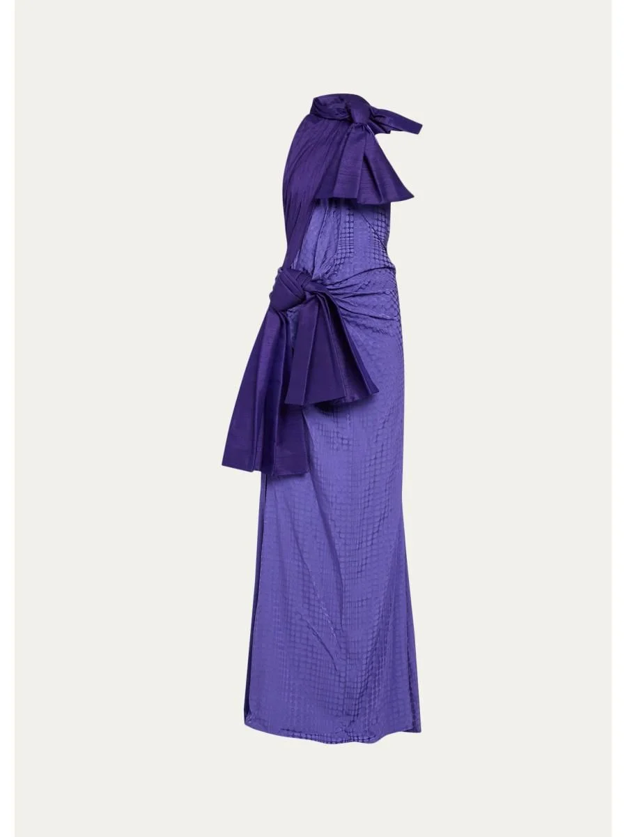 Halftone Wiggle Dot Jacquard Gown - 1