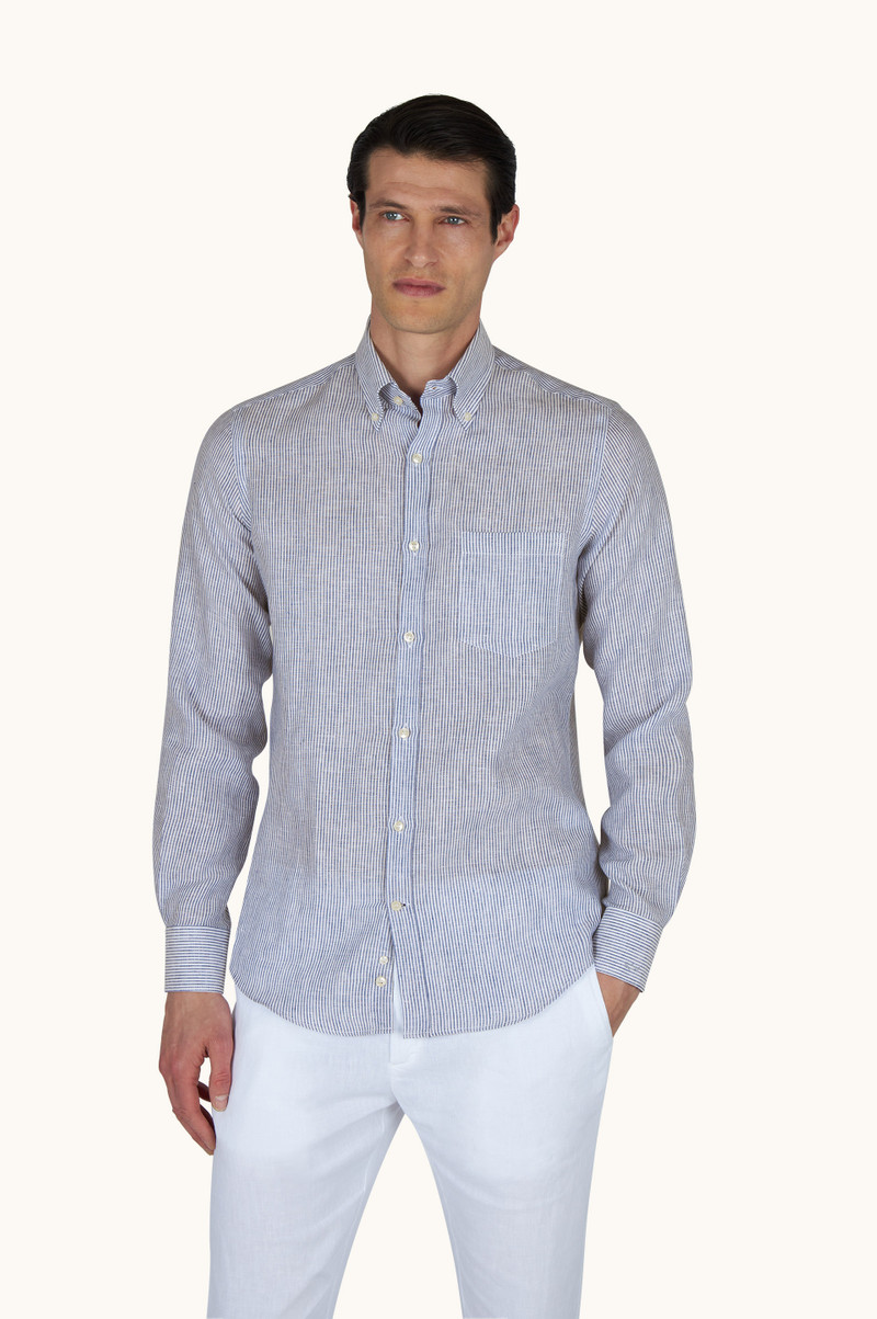 Paul & Shark SOFFIO LINEN SHIRT WITH STRIPED PATTERN outlook