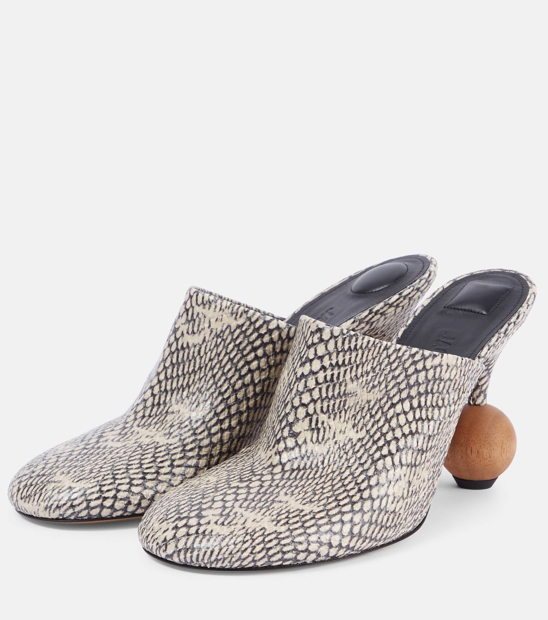 Bisou embossed leather mules - 4