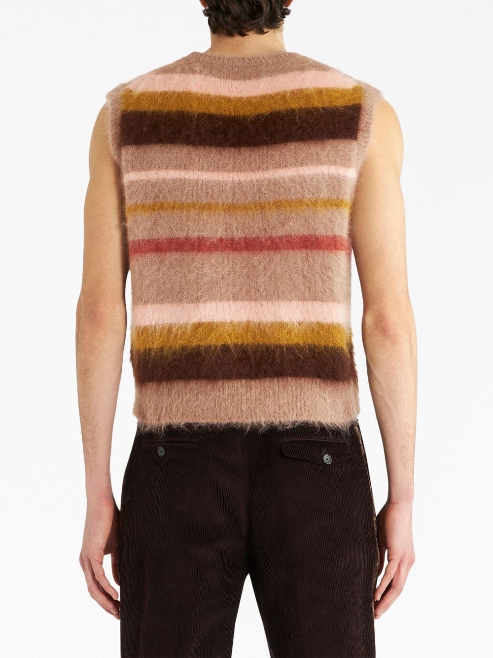 logo-embroidered mohair-blend sleeveless jumper - 3