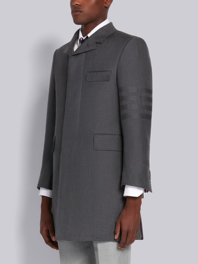 Thom Browne Dark Grey Crisp Linen Tonal 4-Bar Classic Chesterfield Overcoat outlook