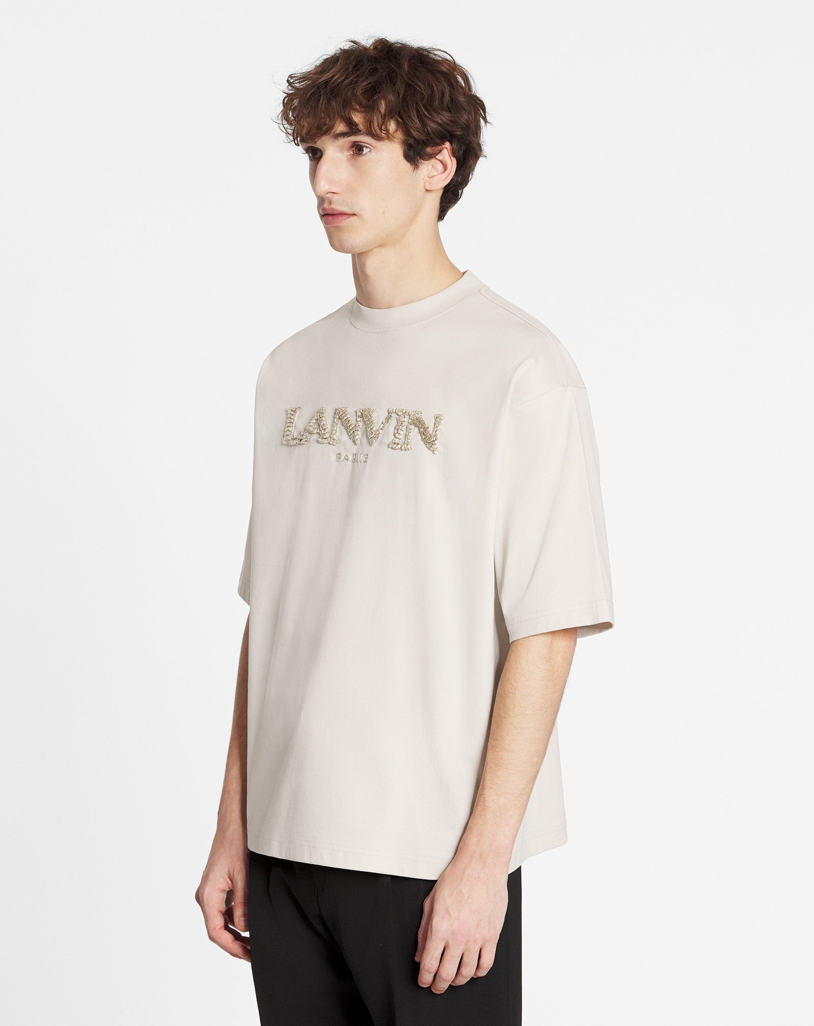 OVERSIZED T-SHIRT WITH RAFFIA LANVIN PARIS EMBROIDERY - 3