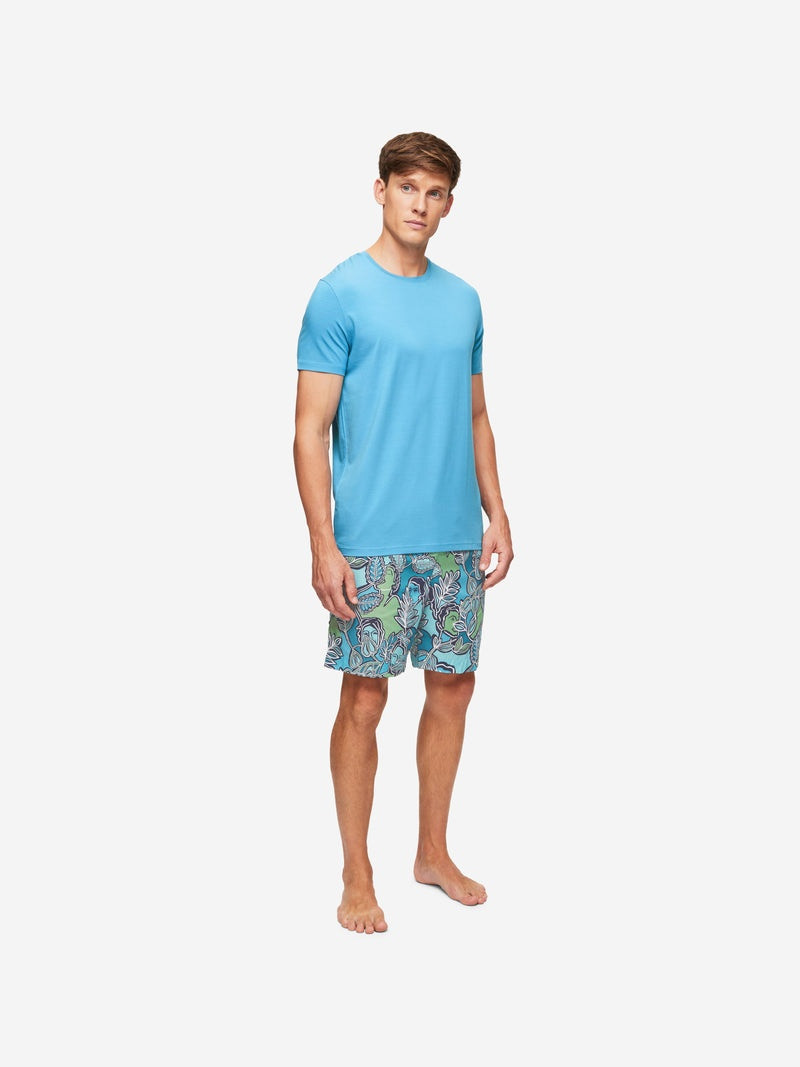 Derek Rose Men's T-Shirt Basel Micro Modal Stretch Harbour Blue outlook