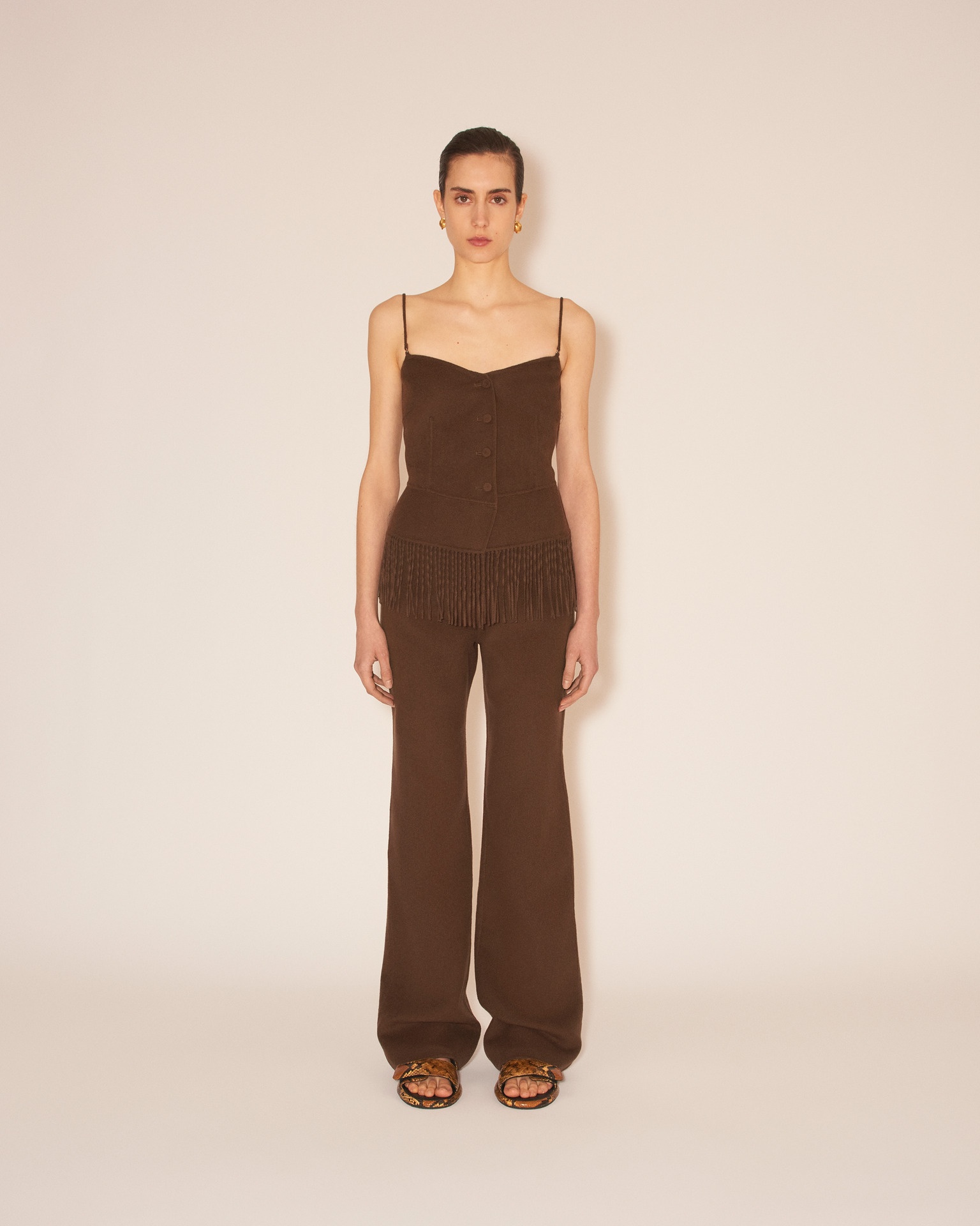 BYA - High waisted straight pants - Soil - 2