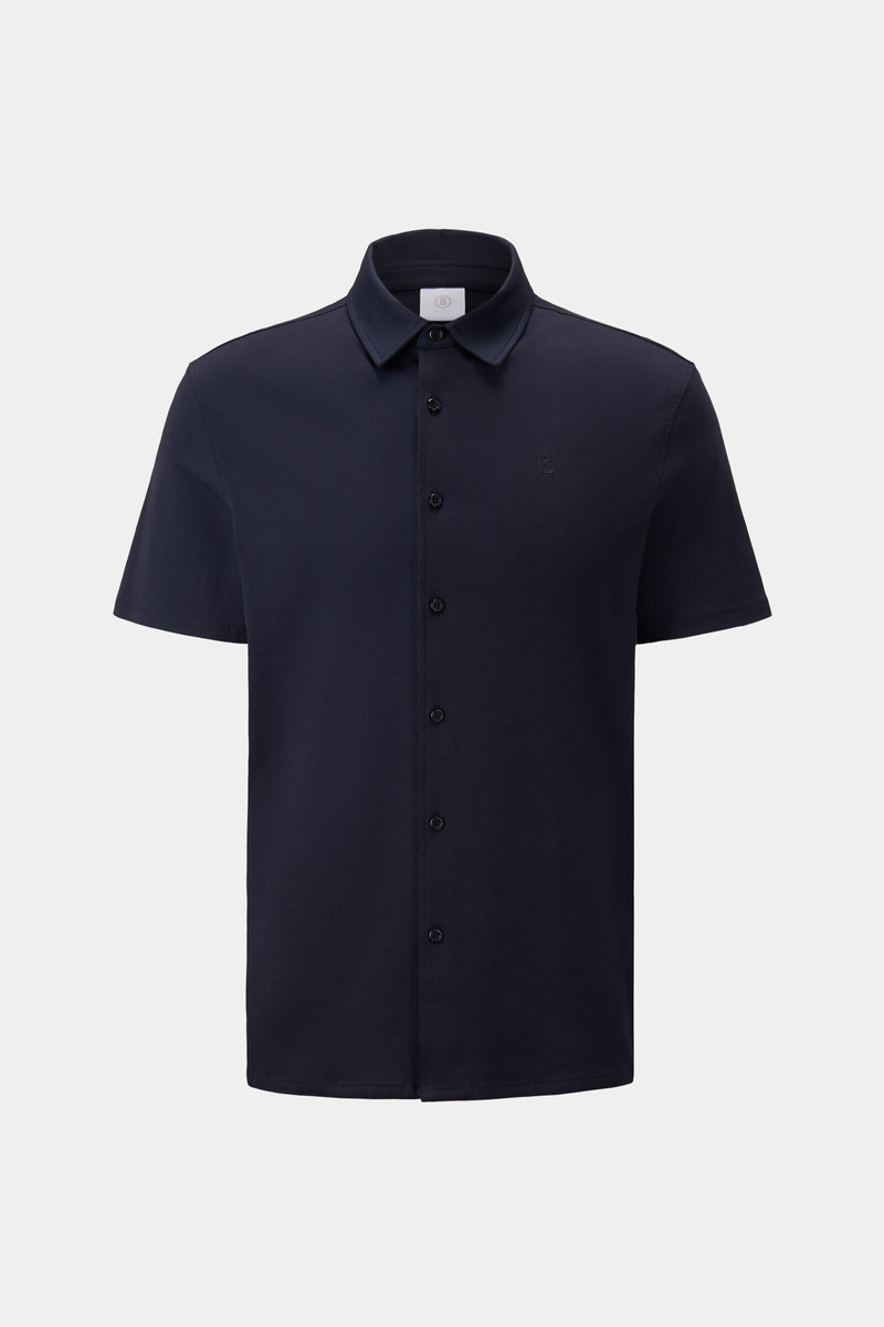 Jersey short-sleeved shirt Franz in Navy blue 1