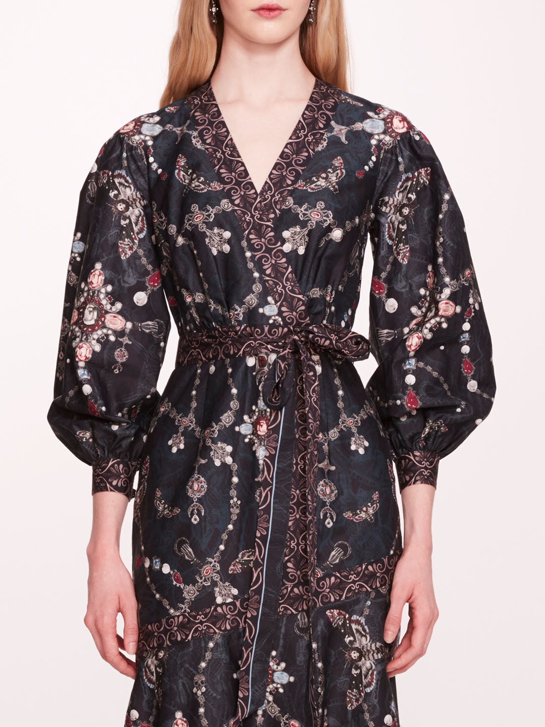 PRINTED POPLIN WRAP DRESS - 4