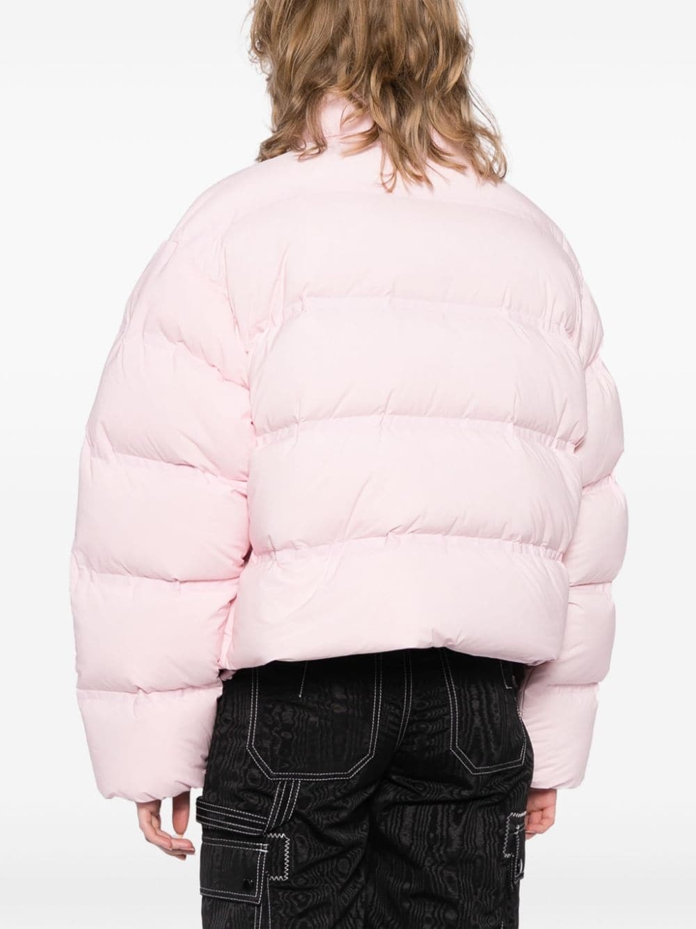 reflective-logo cropped puffer jacket - 4