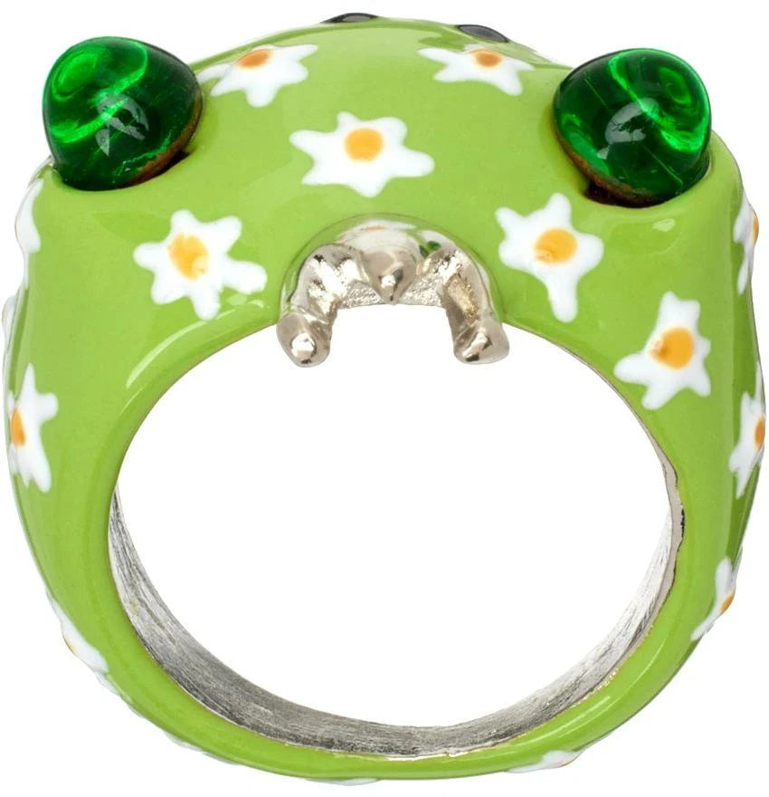 LIME FLOWERS FROG PRINCE RING - 3