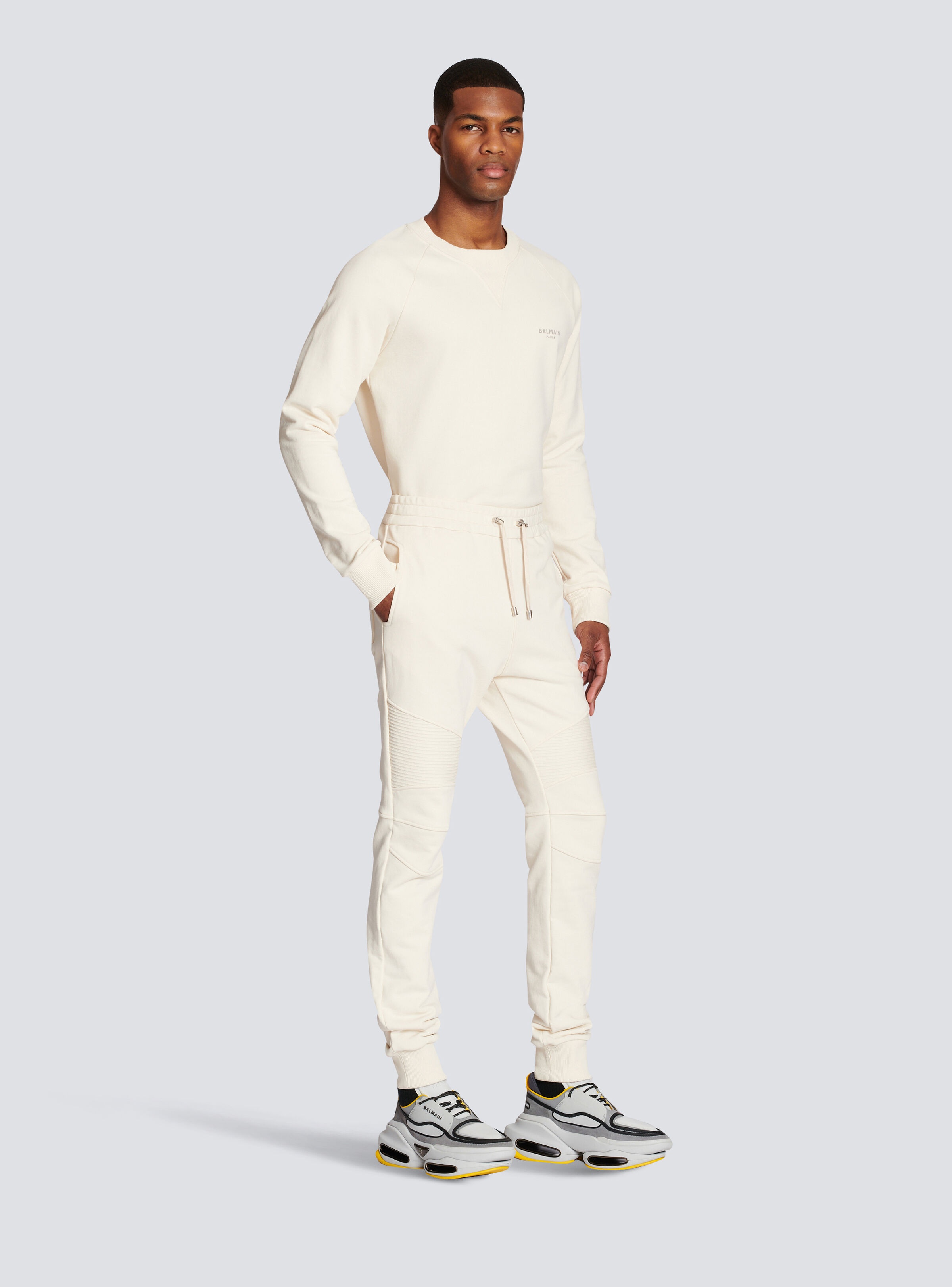 Balmain logo printed cotton jogging bottoms - 3