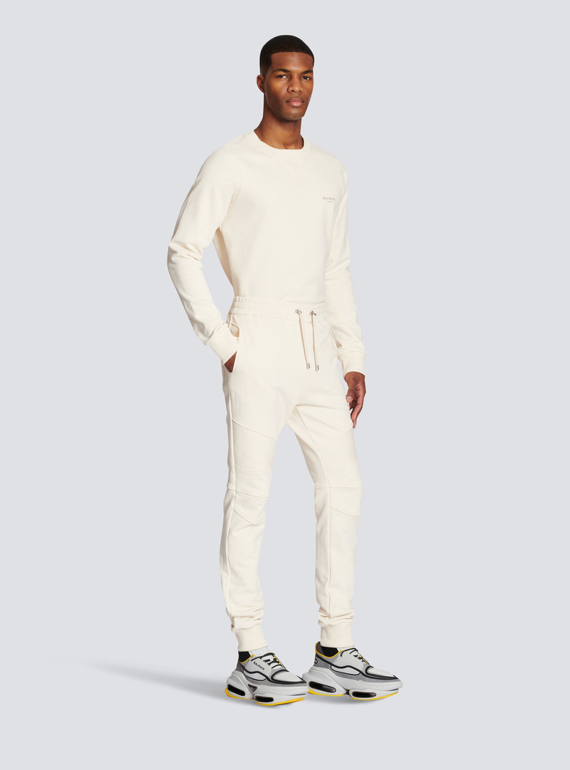Balmain logo printed cotton jogging bottoms 3