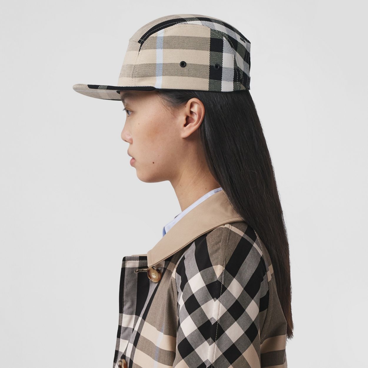 Check Cotton Canvas Jacquard Cap - 3