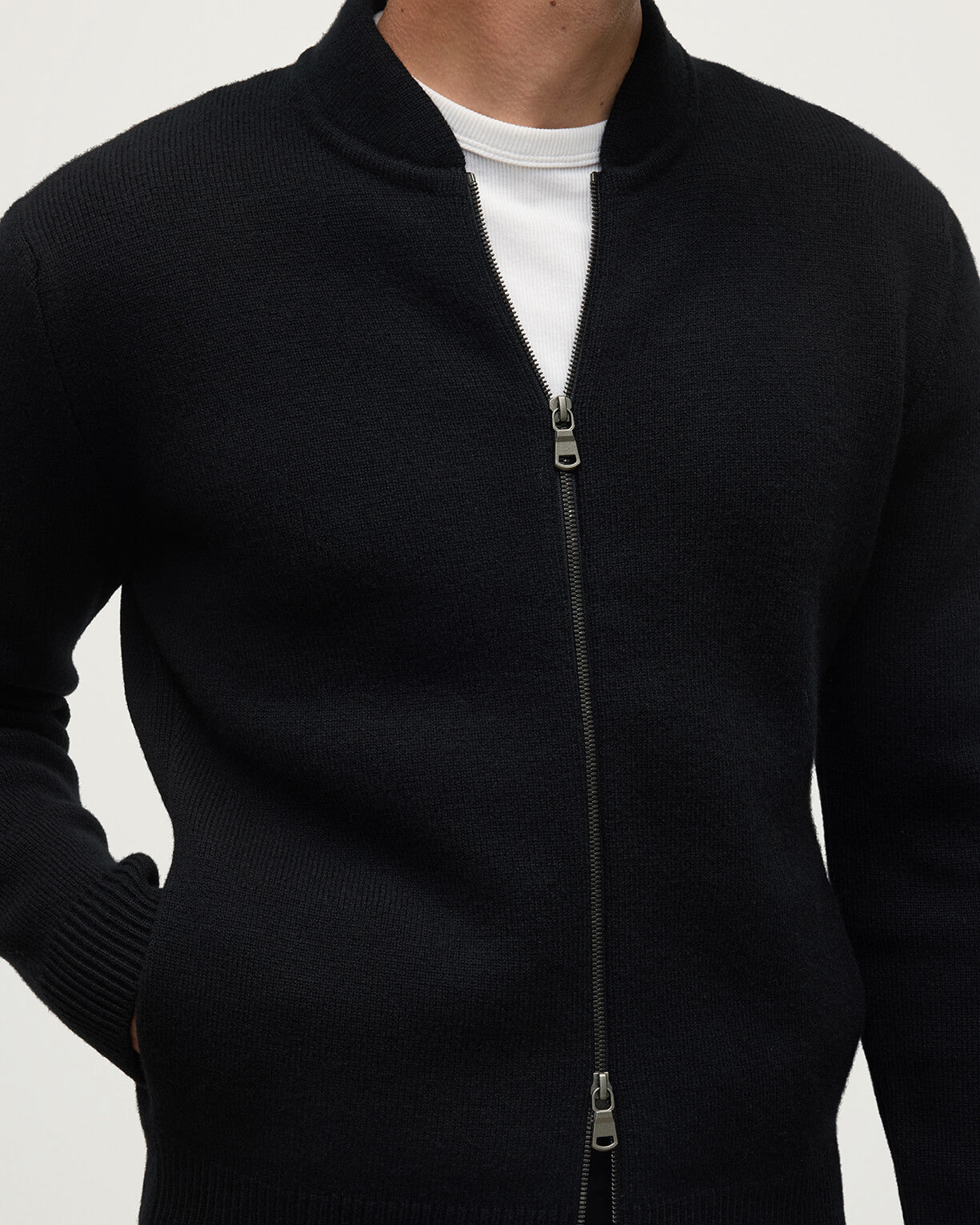 Cashmere Milano Stitch Black Zip Jacket - 5