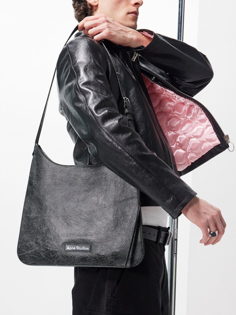 Platt cracked-leather shoulder bag - 2