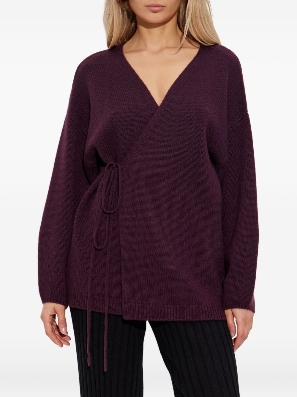 wrap-tie cashmere cardigan - 3