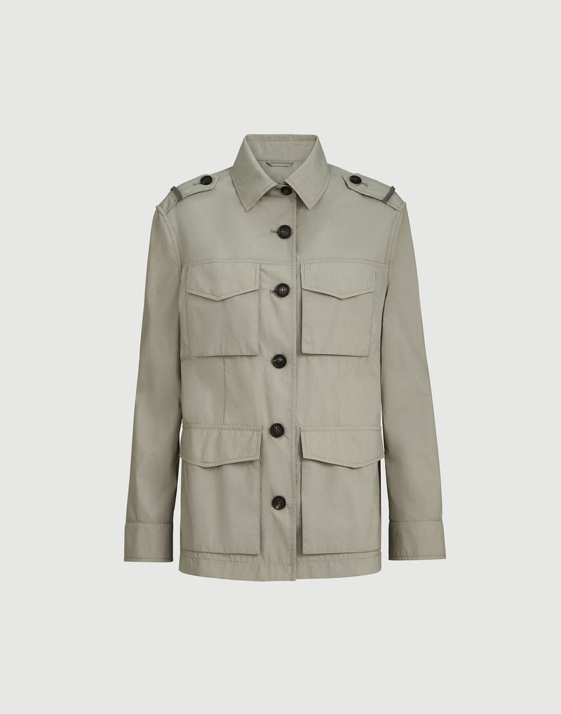 Lightweight techno cotton poplin outerwear jacket with monili 1