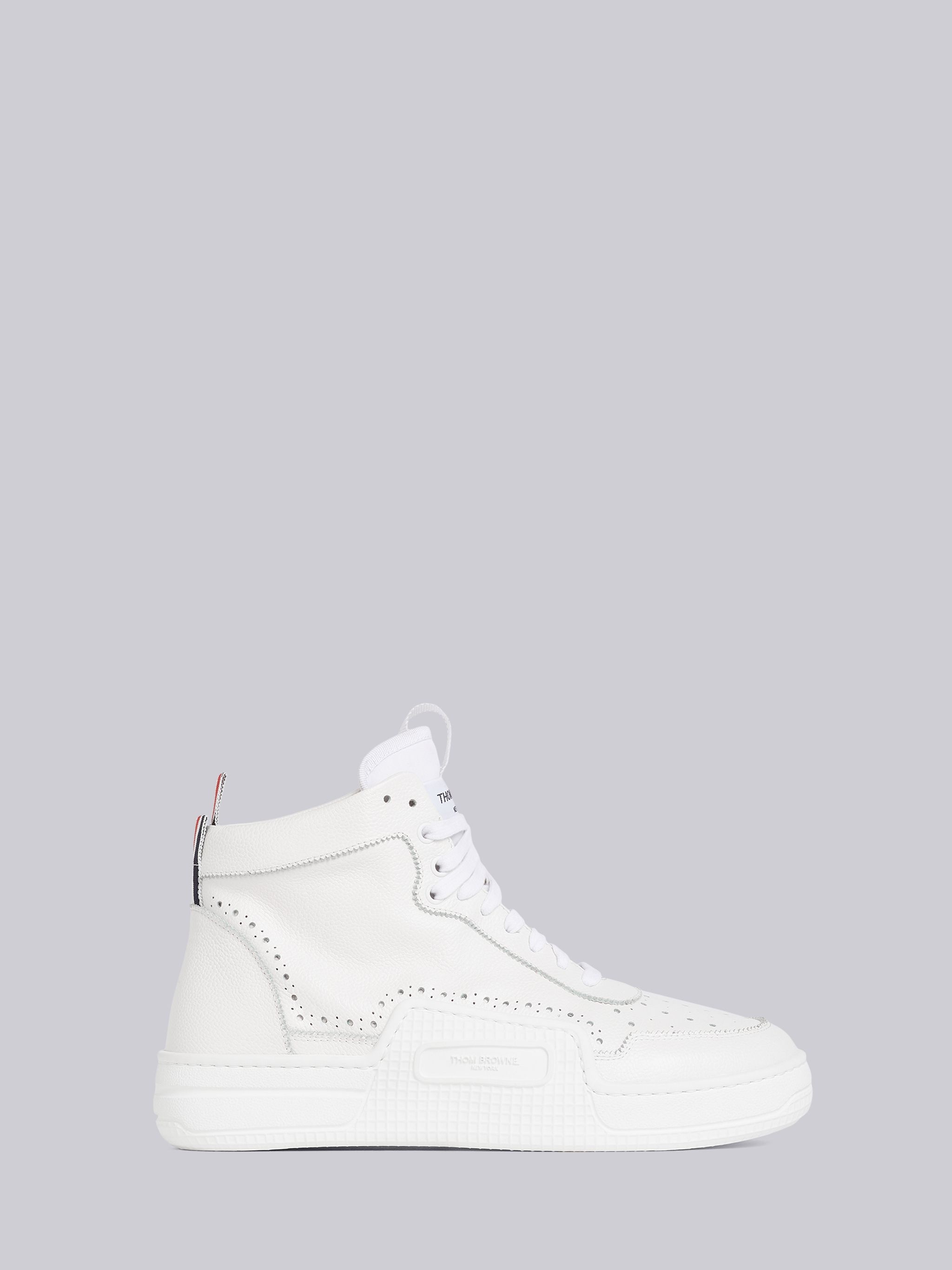 White Pebbled Calfskin Basketball High-top Trainer - 1