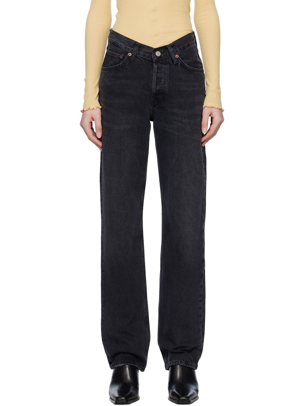 Black V-Waist Kelly Jeans - 1