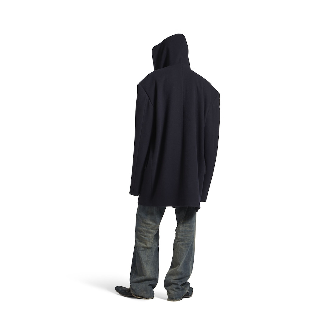 Men's Hooded Short Coat in Dark Navy - 4