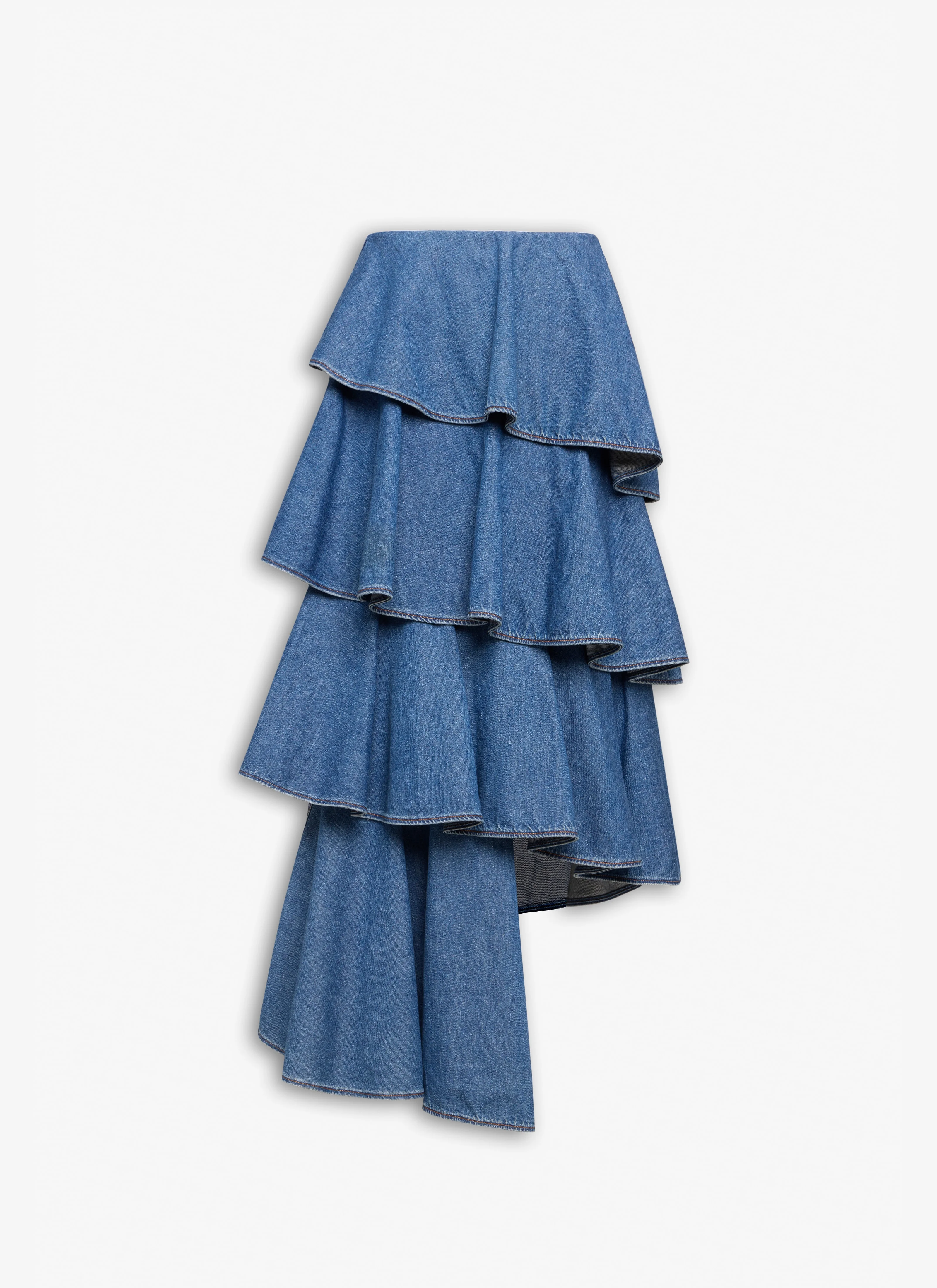 DENIM SPIRAL SKIRT - 1