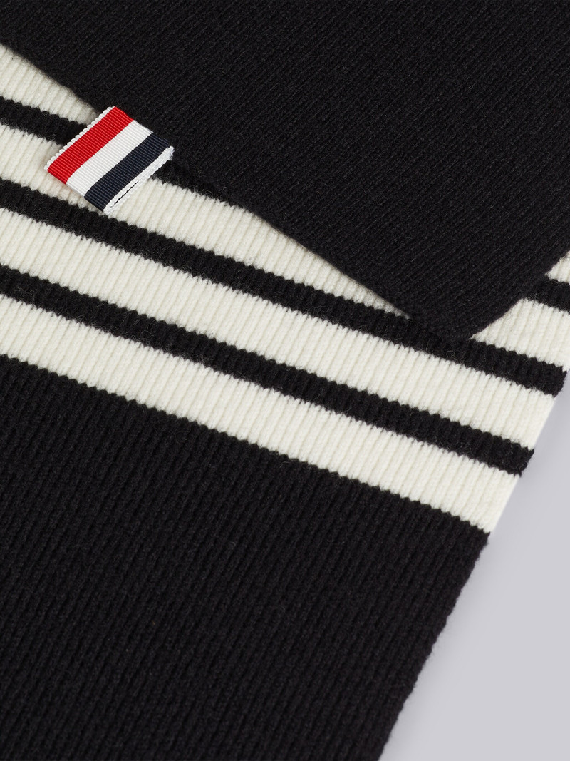 Thom Browne Black Cashmere 4-Bar Knit Scarf outlook