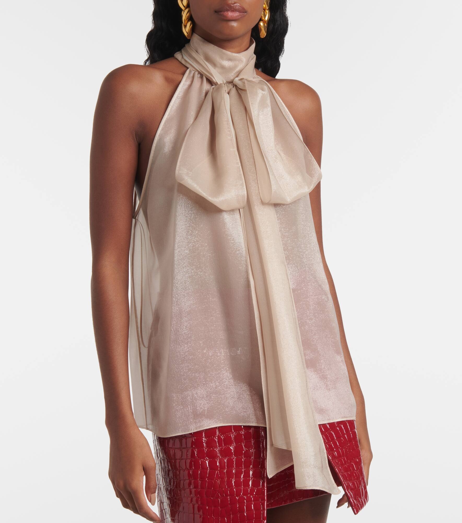 Tie-neck silk-blend blouse - 5