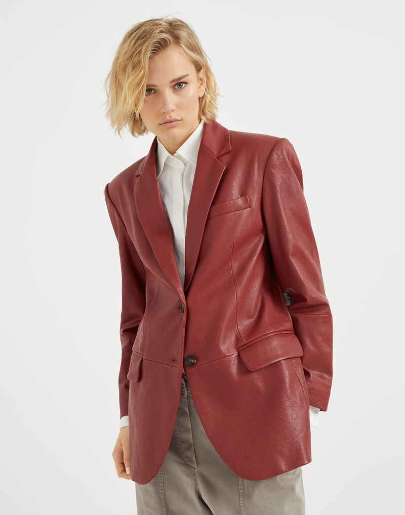 Natural leather blazer with monili - 1