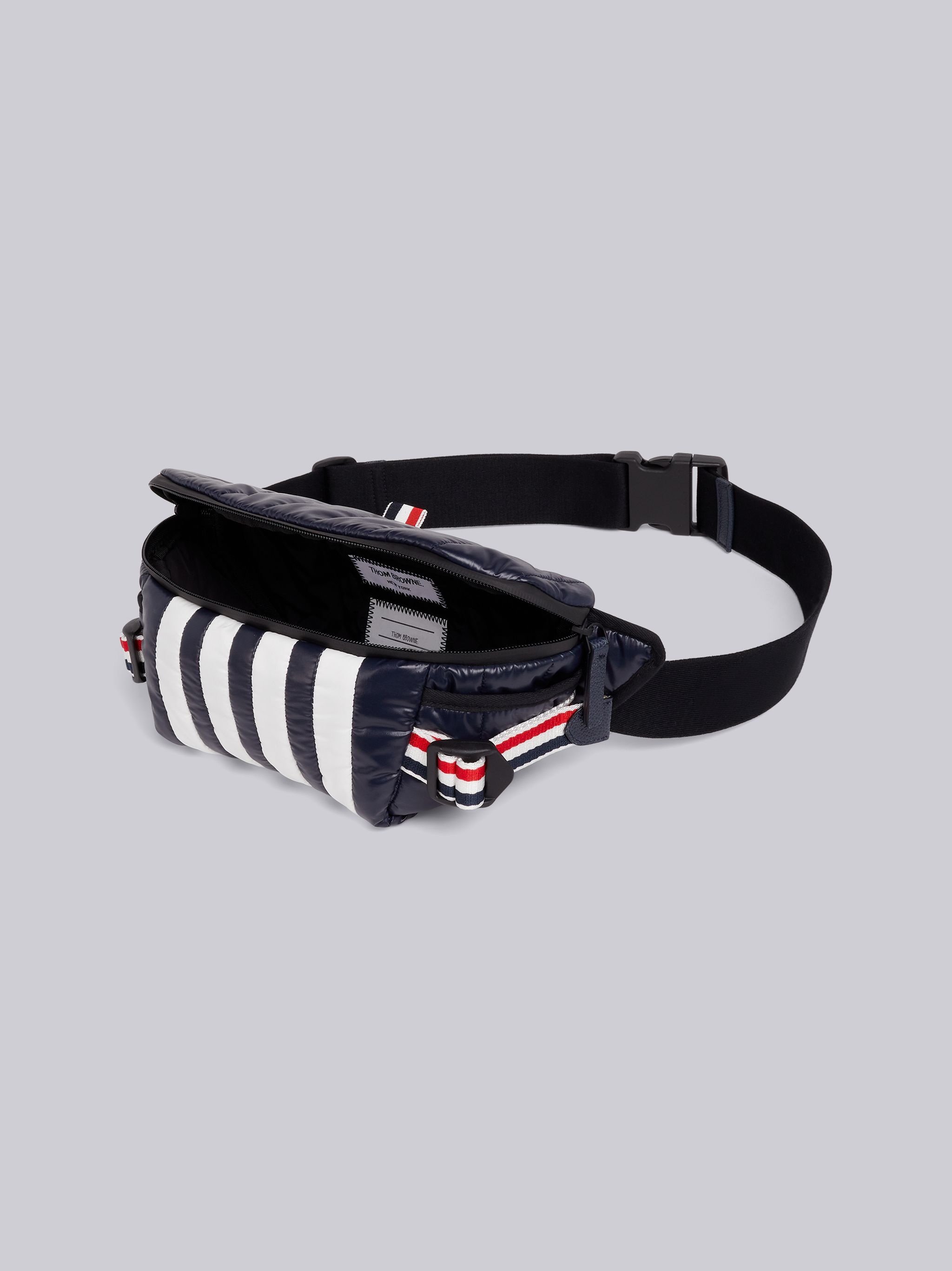 Navy Quilted Ripstop Tricolor Webbing Handles 4-Bar Bumbag - 5