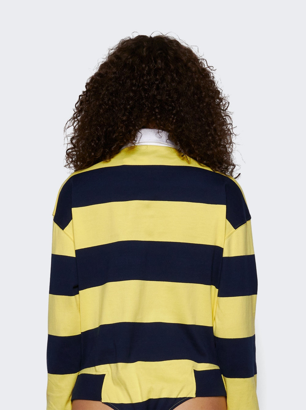 Striped Polo Bodysuit Yellow And Blue - 4