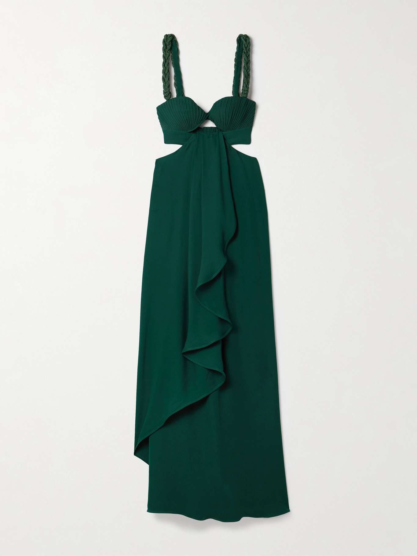 Sea Poem cutout draped silk crepe de chine maxi dress Green - 1