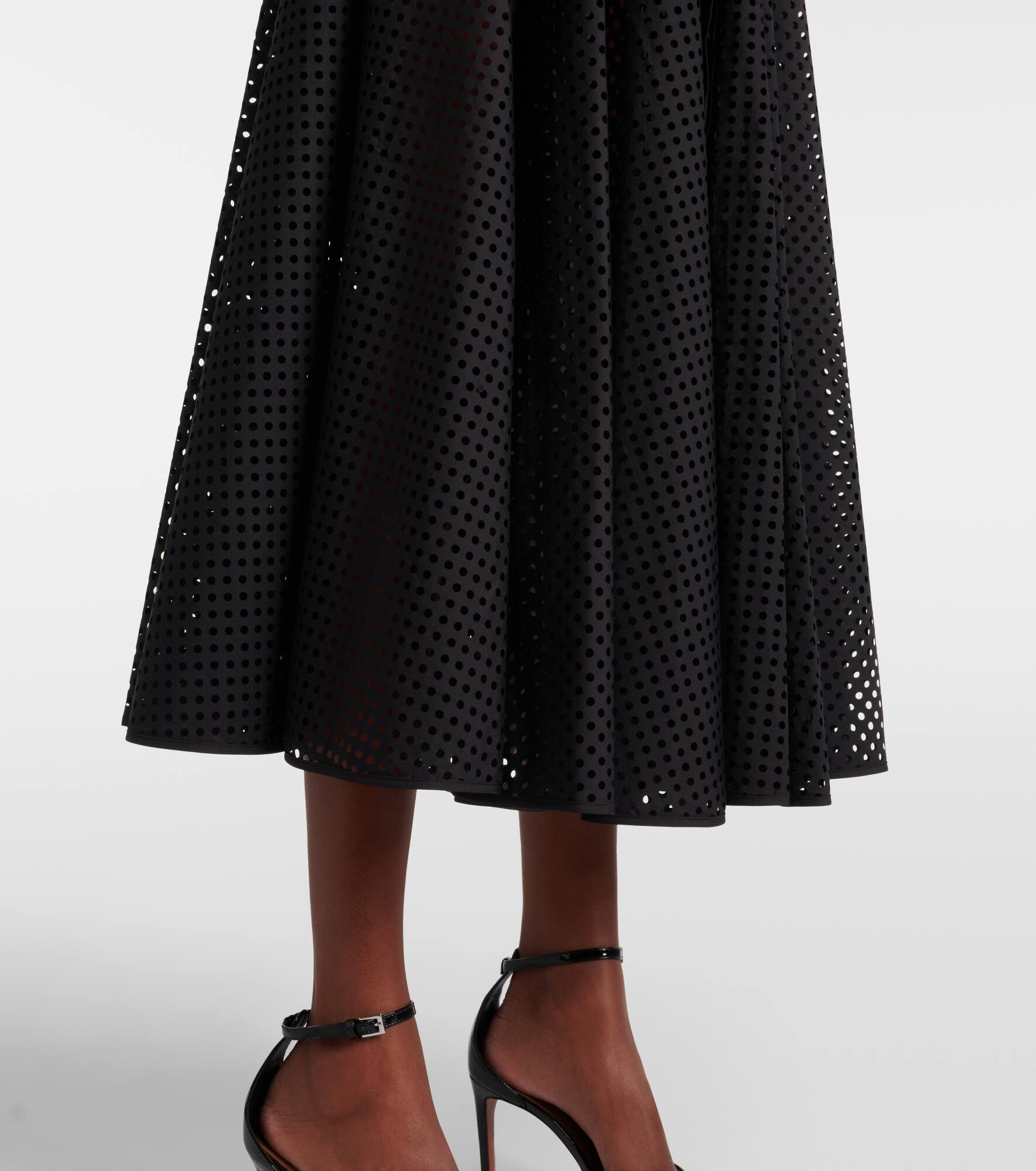 Cotton-blend midi skirt - 5
