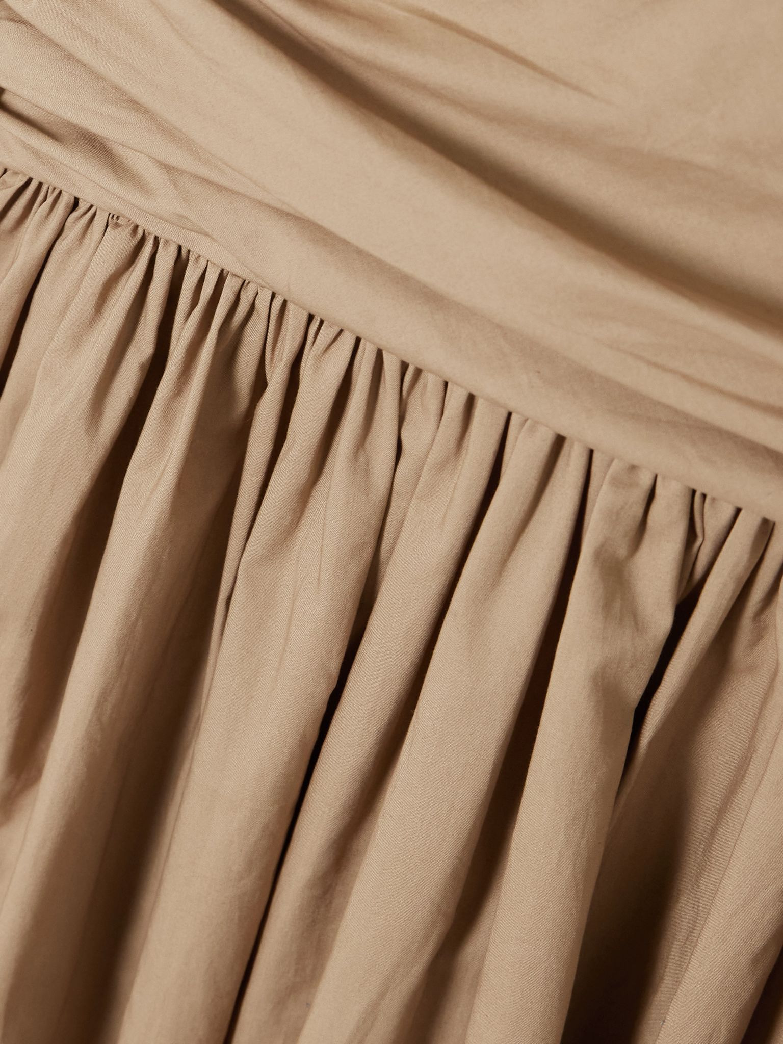 Gathered organic cotton-poplin halterneck maxi dress Beige - 4