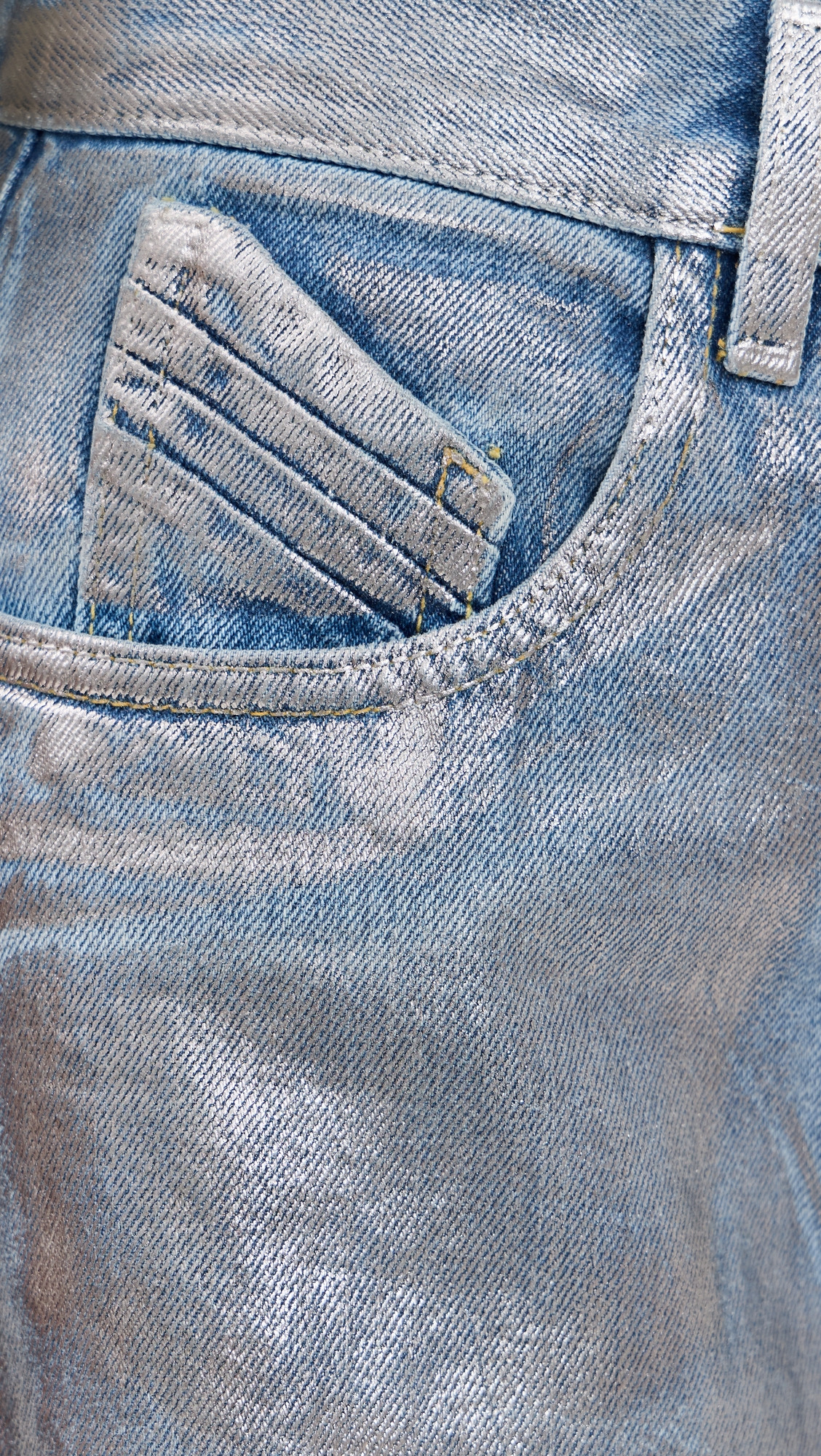 Metallic Denim Jeans - 5