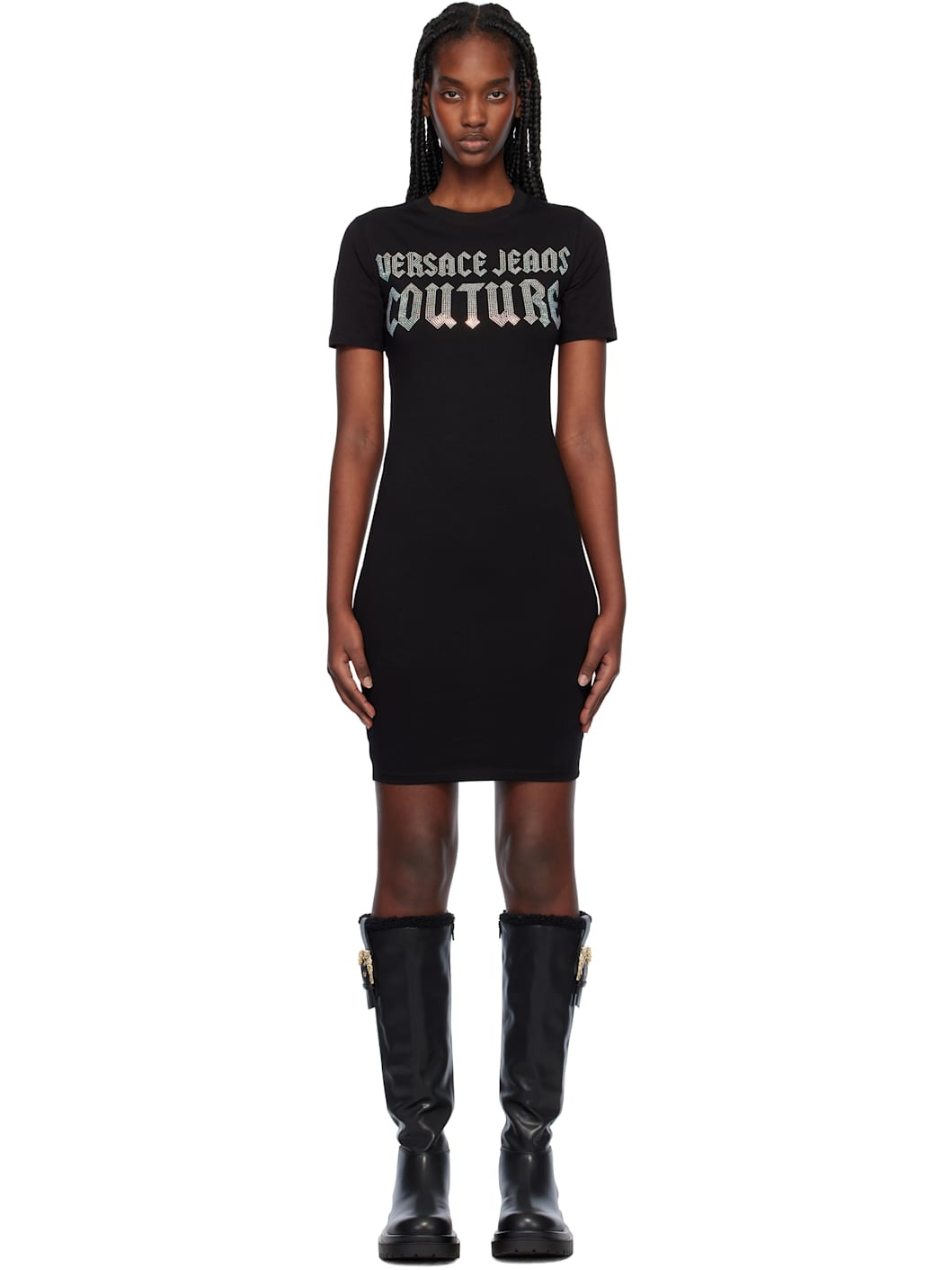 Black Gothic Logo T-Shirt Minidress - 1