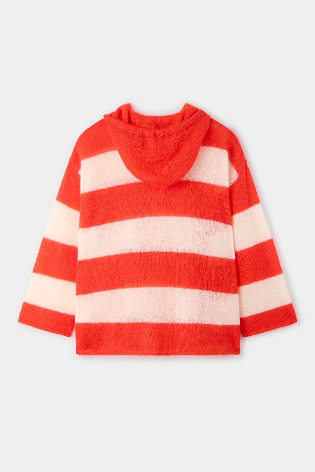 HOODIE / wool / cream & bright red stripes - 4