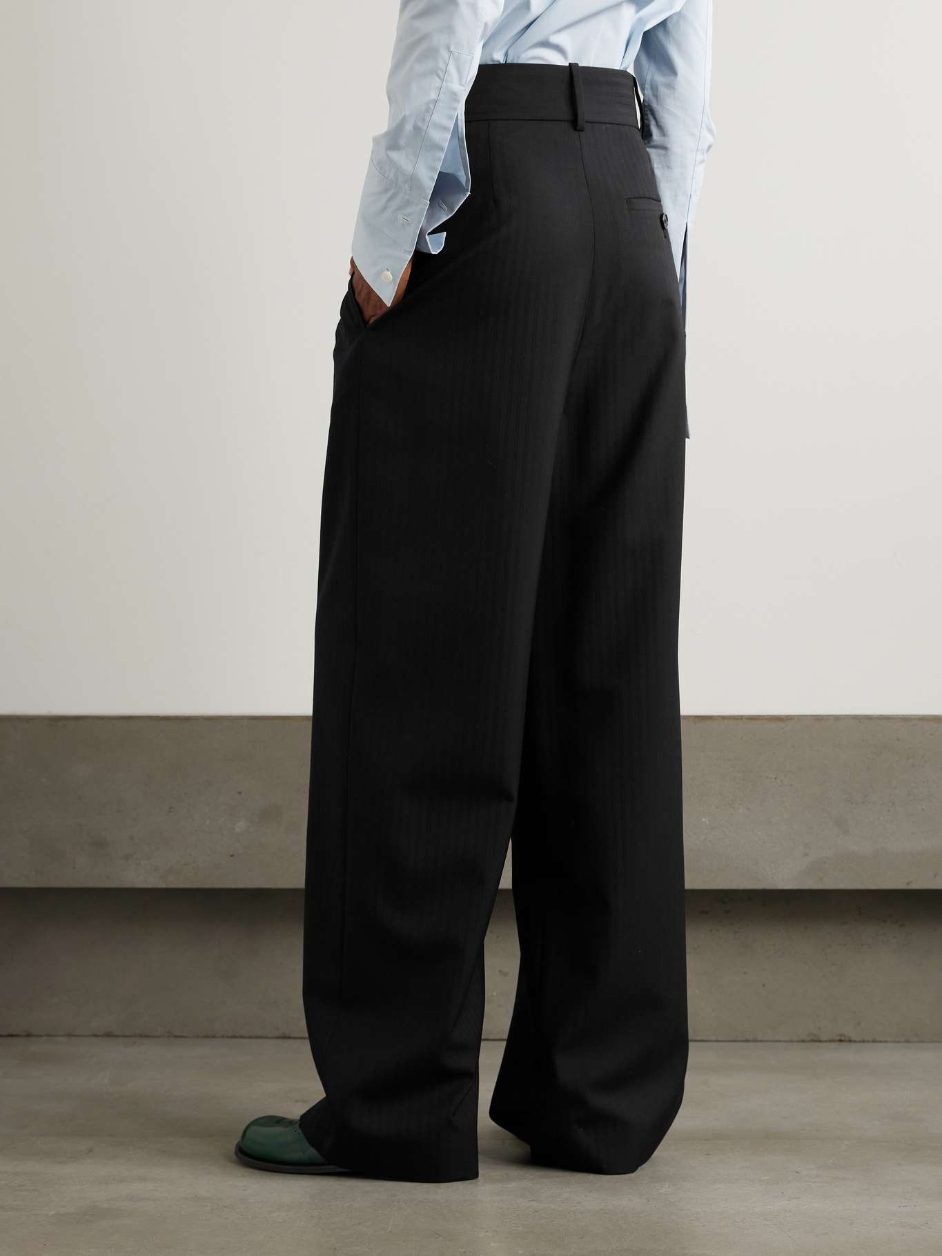 Asymmetric wide-leg wool pants - 3