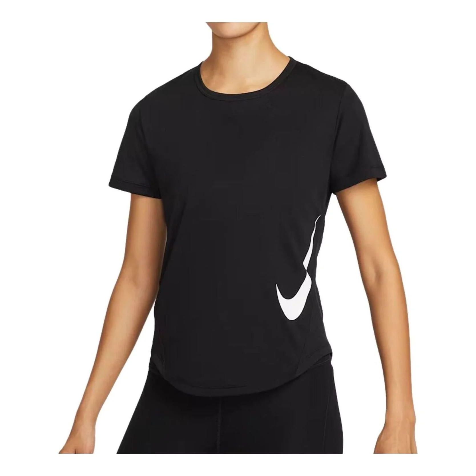 (WMNS) Nike Tempo Swoosh Run Dri-FIT T-Shirt 'Black White' HV2773-010 - 1