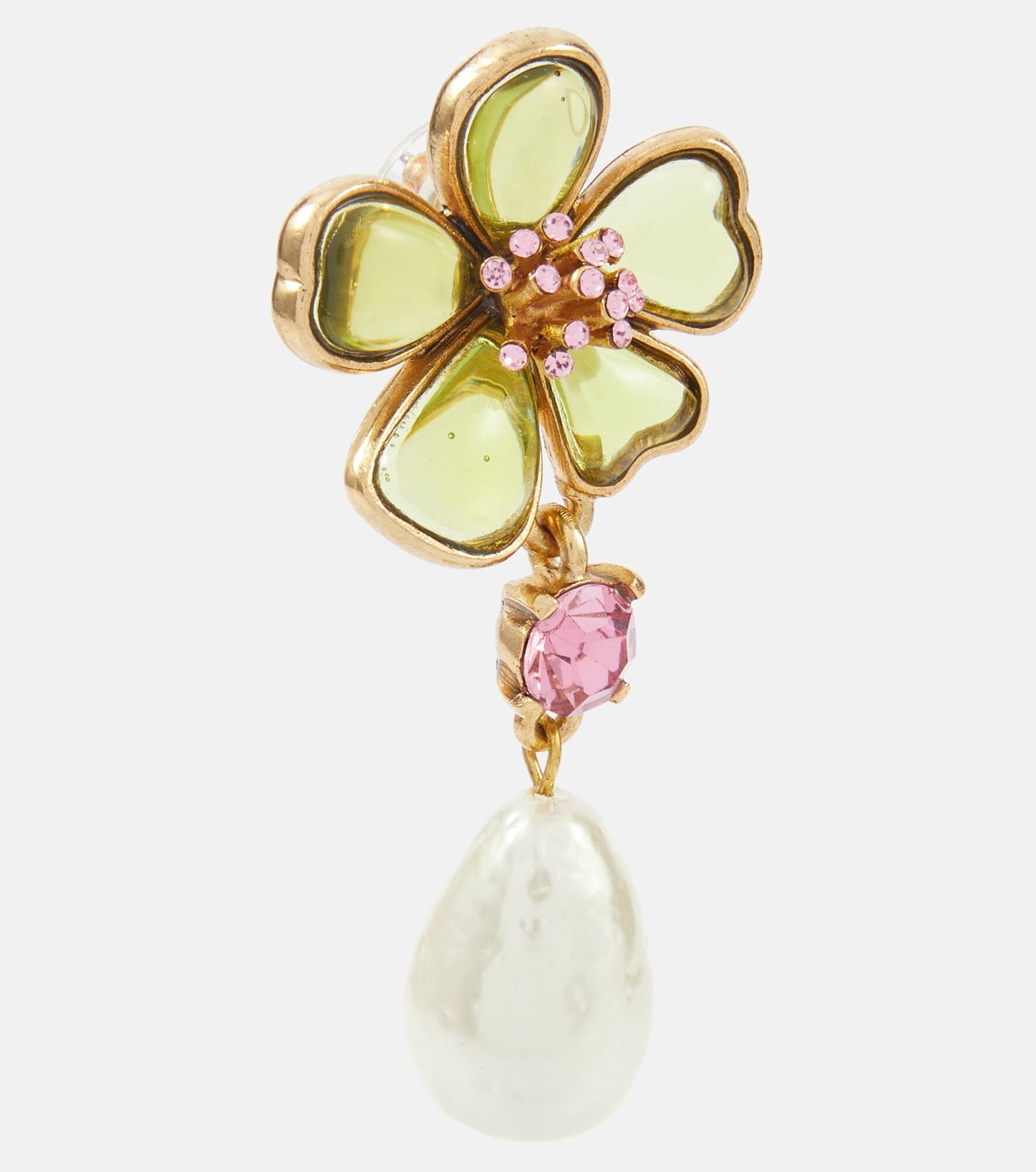 Floral embellished drop earrings - 2