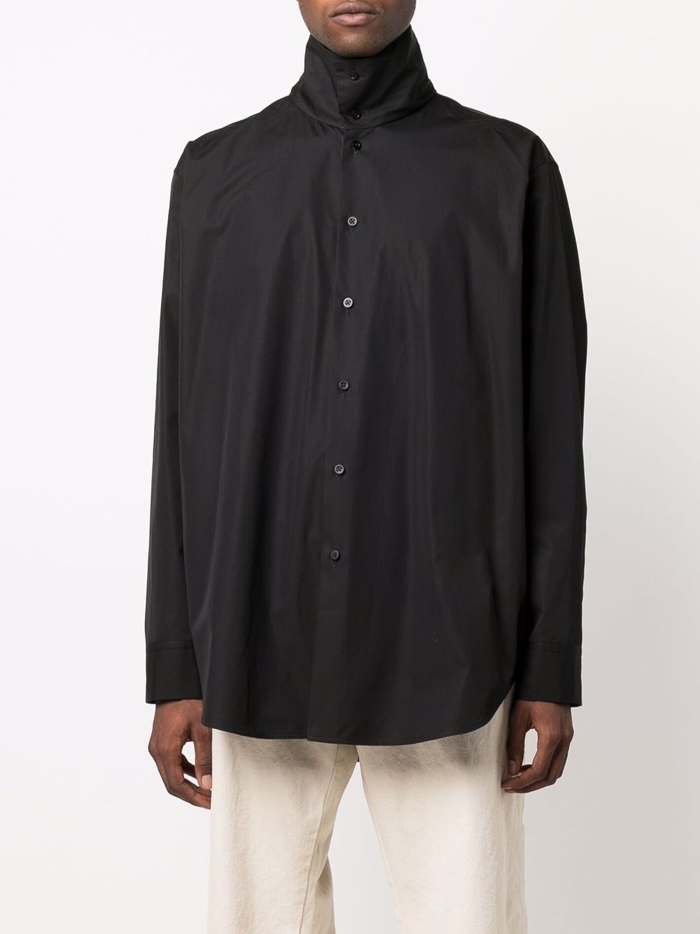 funnel-neck cotton shirt - 3